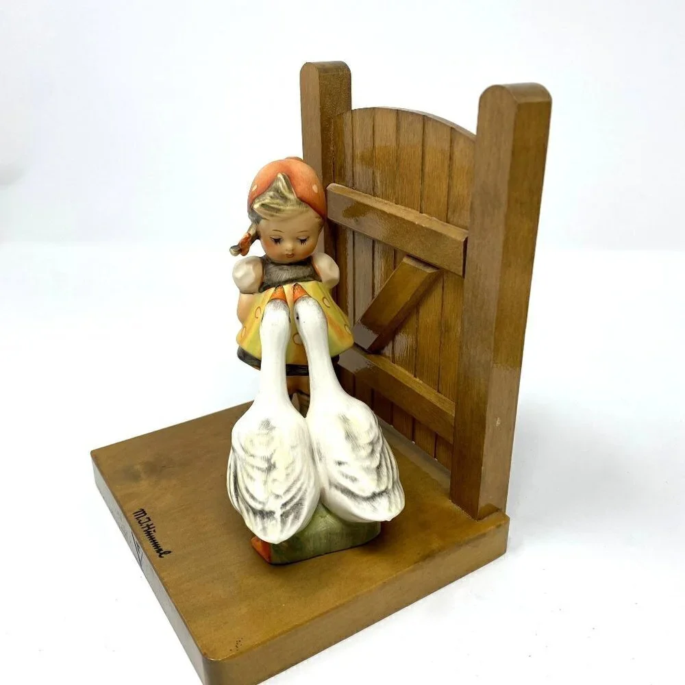 GOEBEL MI HUMMEL GOOSE GIRL FARM BOY BOOKENDS Vintage Rare